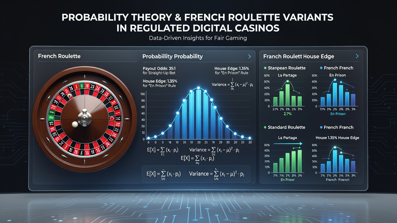 Statistical graphs showing house edge comparisons and outcome distributions for French roulette variants